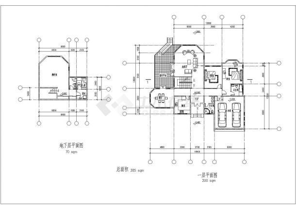 坡地别墅建筑设计全套施工cad图，含效果图-图二