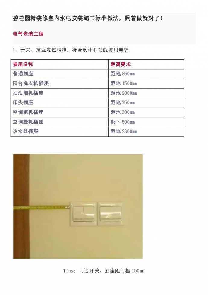 精装修室内水电安装施工标准做法_图1