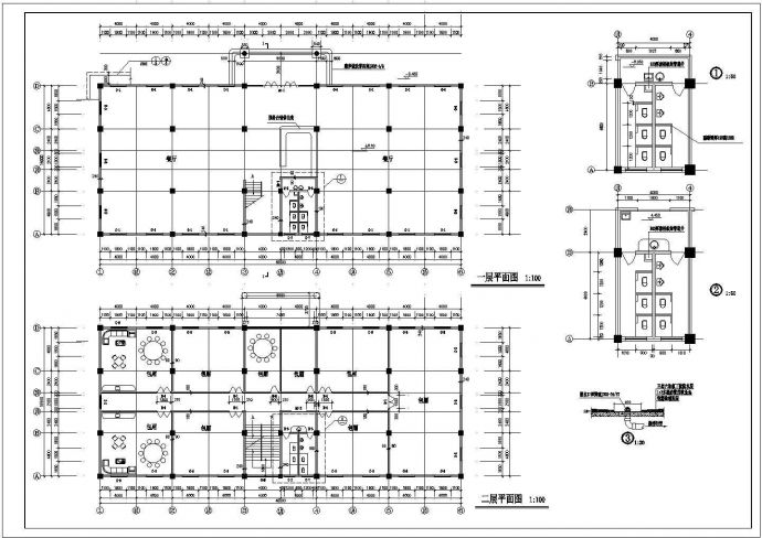 哈尔滨某商业街2700平米四层框架结构商务宾馆全套建筑设计CAD图纸_图1