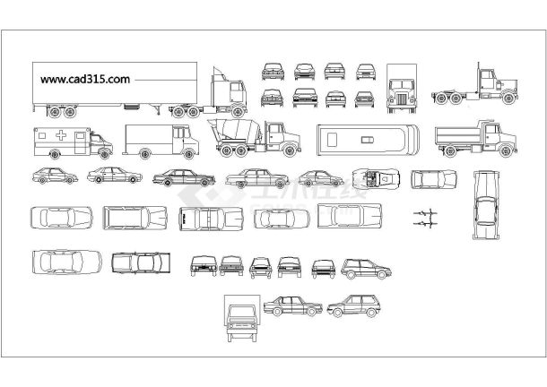 某各种车CAD立面图库节点剖面图纸-图一