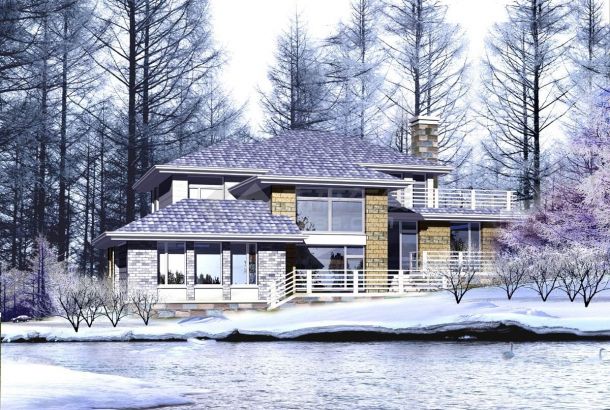 冬季别墅建筑设计全套施工cad图，含效果图-图一