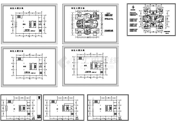 某多层框架结构商住大厦设计cad建筑平面方案图（甲级院设计）-图二