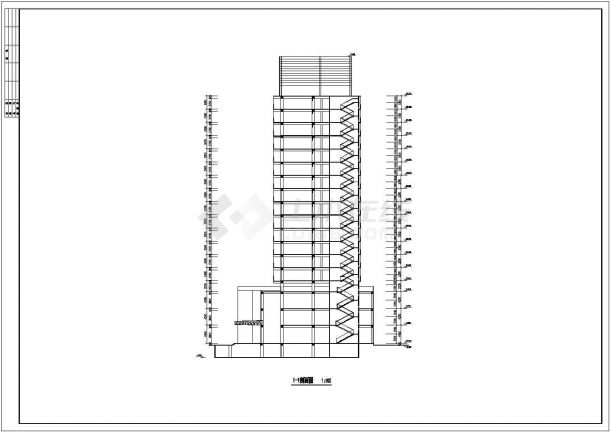1.7万平米18层框架结构商务酒店建筑设计CAD图纸（含地下1层）-图二