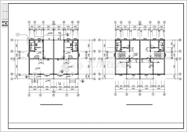 540平米3+1层砖混结构住宅楼建筑设计CAD图纸（1层2户/含阁楼）-图二