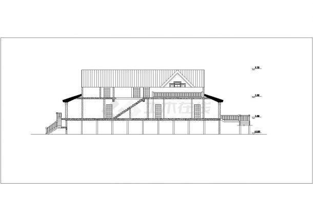 380平米3层框架结构单体别墅平立剖面设计CAD图纸-图二