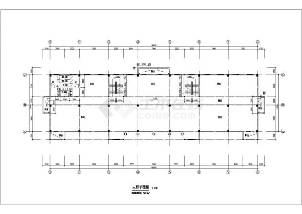 天津某市政单位2500平米四层框架结构办公楼建筑设计CAD图纸-图一