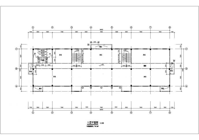 天津某市政单位2500平米四层框架结构办公楼建筑设计CAD图纸_图1