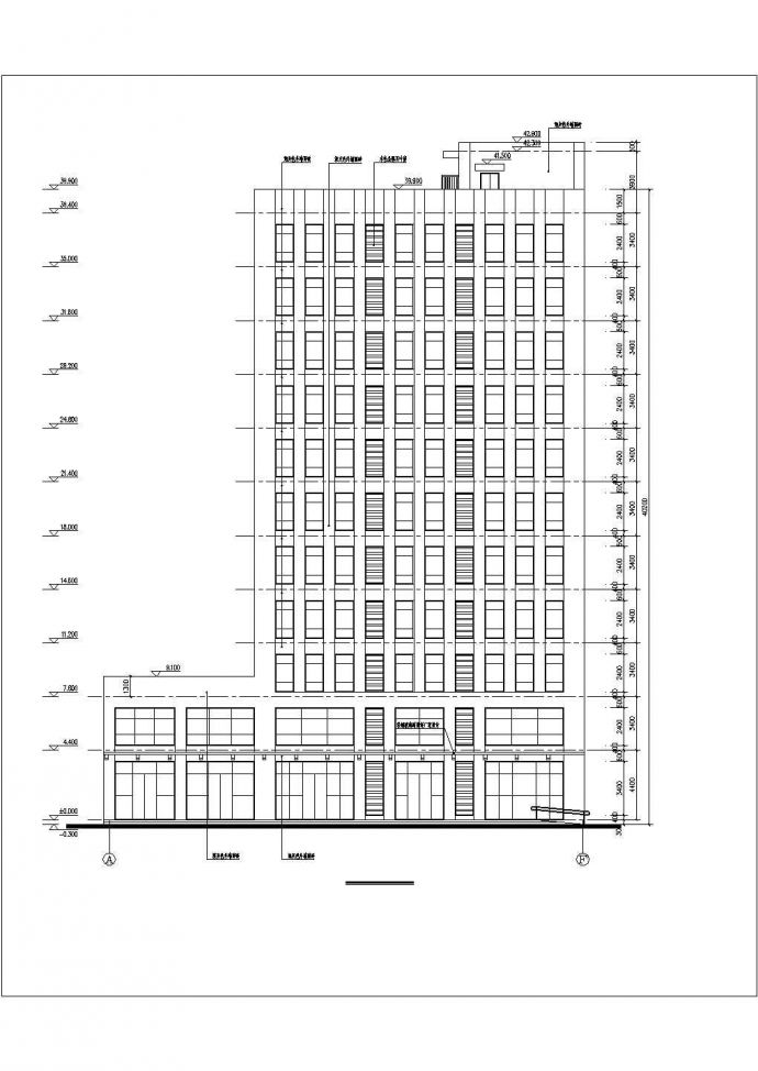 西安某软件园1万平米11层框架结构办公楼建筑设计CAD图纸_图1