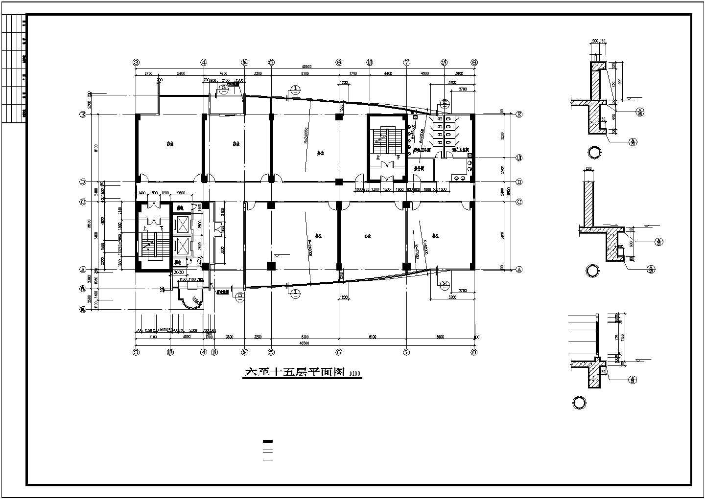 南昌市某商业街2万平米17层框剪结构商业办公楼建筑设计CAD图纸
