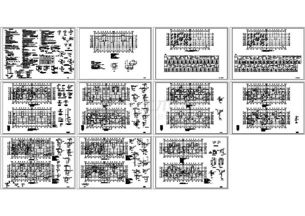 -1+7+1阁楼层异形柱框架住宅楼结构施工图（CAD，11张图纸）-图一