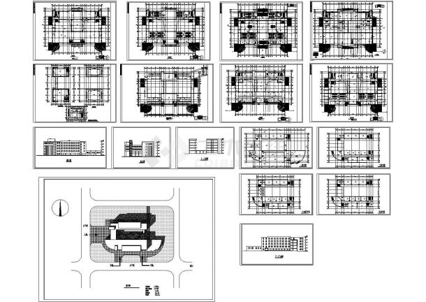 办公楼设计_某小学校园规划设计cad全套建筑方案图（含教学楼、办公楼设计，含总平面图，17张图）-图一