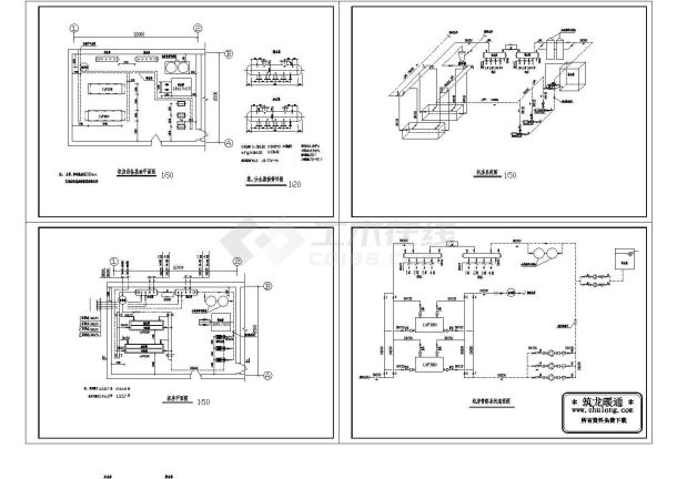 某宾馆水源热泵机房设计施工图-图二