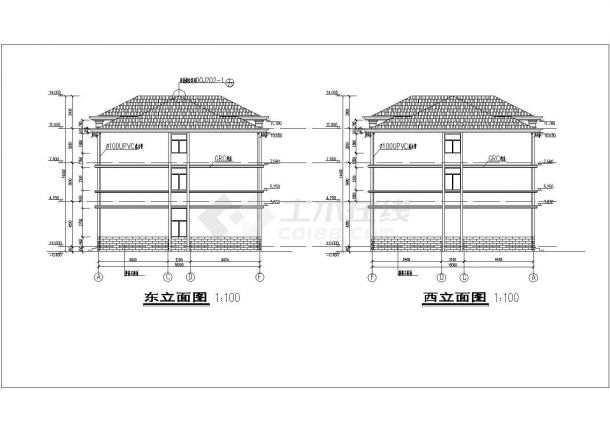 深圳某公司2800平米3层砖混结构办公综合楼建筑设计CAD图纸-图一