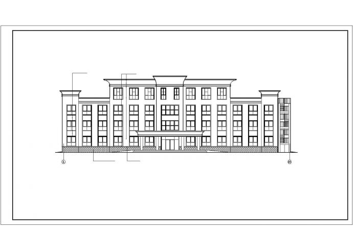 徐州某市政单位1500平米四层框架结构办公楼建筑设计CAD图纸_图1