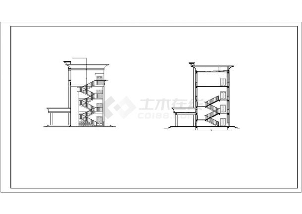 徐州某市政单位1500平米四层框架结构办公楼建筑设计CAD图纸-图二
