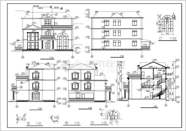 一套别墅的建筑施工图-图二