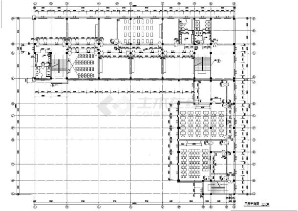 滁州市某中学5500平米4层框架结构教学楼建筑设计CAD图纸-图二