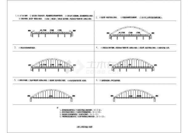 某固城大桥钢管混凝土系杆拱CAD节点完整施工顺序图-图一