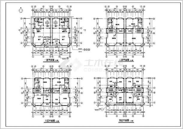 某四层别墅CAD建筑施工图-图二