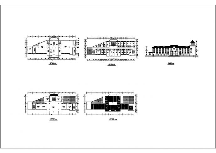 3层欧式渡假村综合楼宾馆建筑方案设计图（CAD，5张图纸）_图1