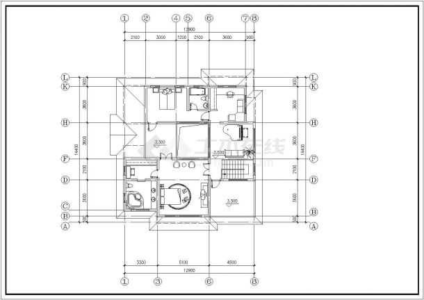 南京某别墅区335平米2层混合结构独栋别墅建筑CAD设计图纸（含效果图）-图二