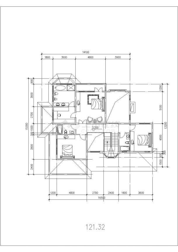 418平米三层混合结构独栋别墅建筑CAD设计图纸（含总平面图和地下层）-图一