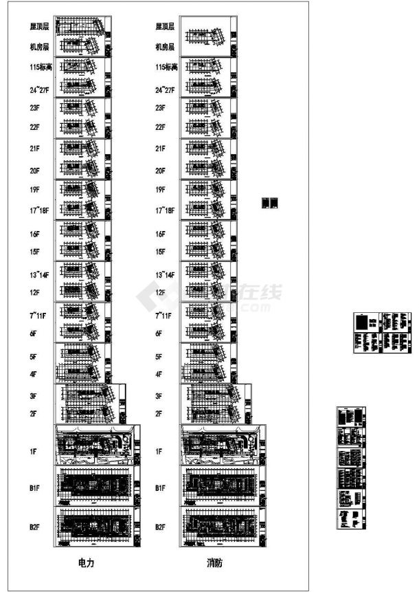 韩国IT产业园电气施工CAD图纸-图一