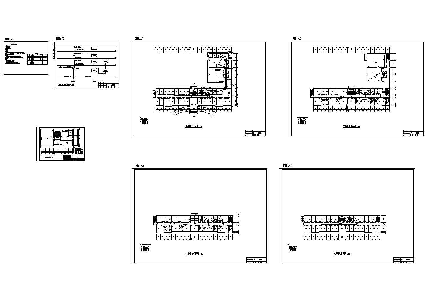 办公楼设计_【湖南】某五层办公楼弱电施工全套CAD平面图