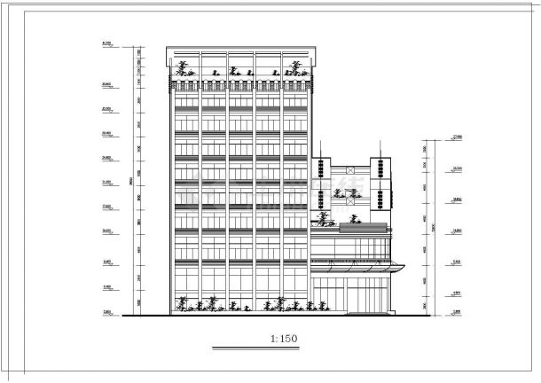 某多层错层宾馆大楼全套建筑设计cad图纸-图二