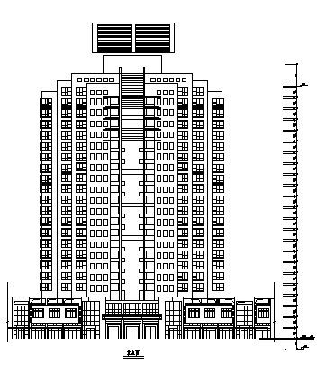 二十三层商住楼建筑设计cad图(带地下室设计，共十张)-图二