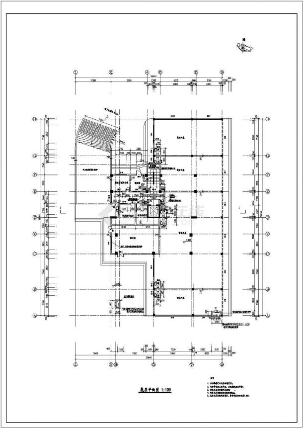 龙泉市某高层住宅楼施工平面CAD图纸-图二