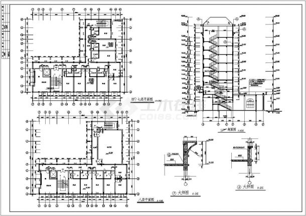 豪华欧式风格宾馆建筑施工CAD图纸-图一