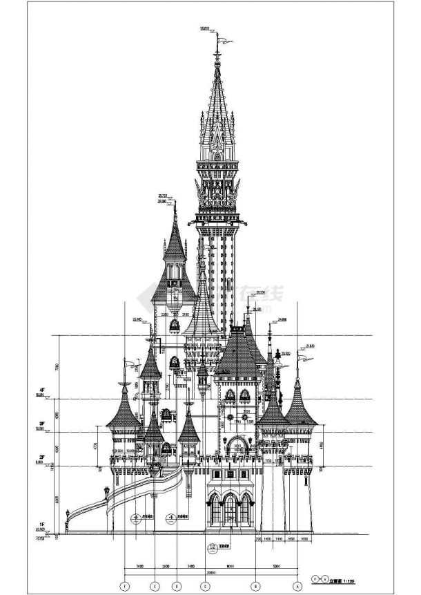 某市独特游乐场建筑设计cad施工图-图二