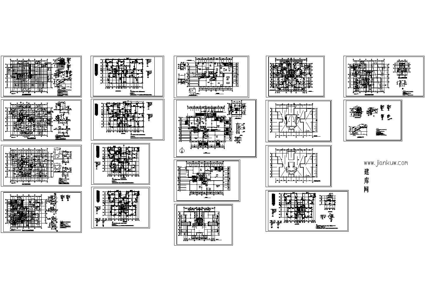 某19层框架结构住宅楼结构设计cad全套施工工程图纸（甲级院设计，18张图）