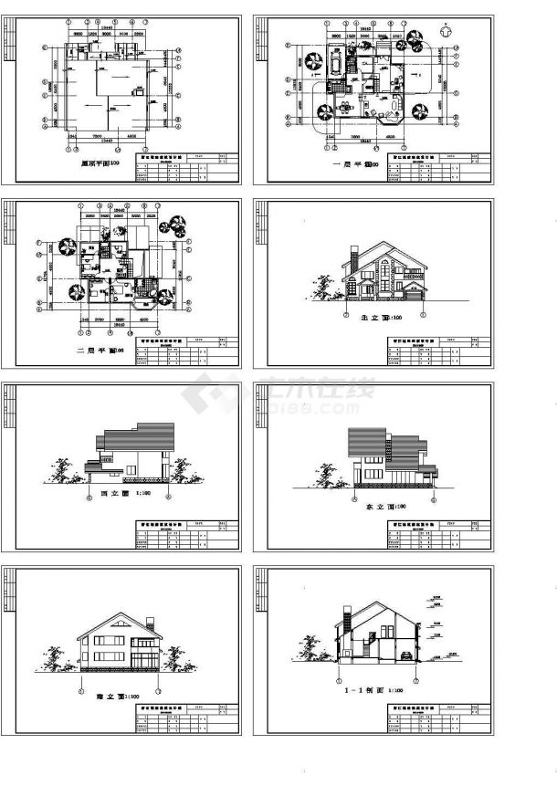 泰州市某村镇2层高档私人别墅建筑设计CAD施工图-图一