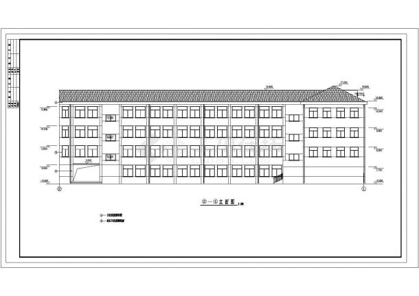 办公楼设计_上海某中学四层框架结构教学办公楼全套建筑设计CAD图纸（含结构图）-图二