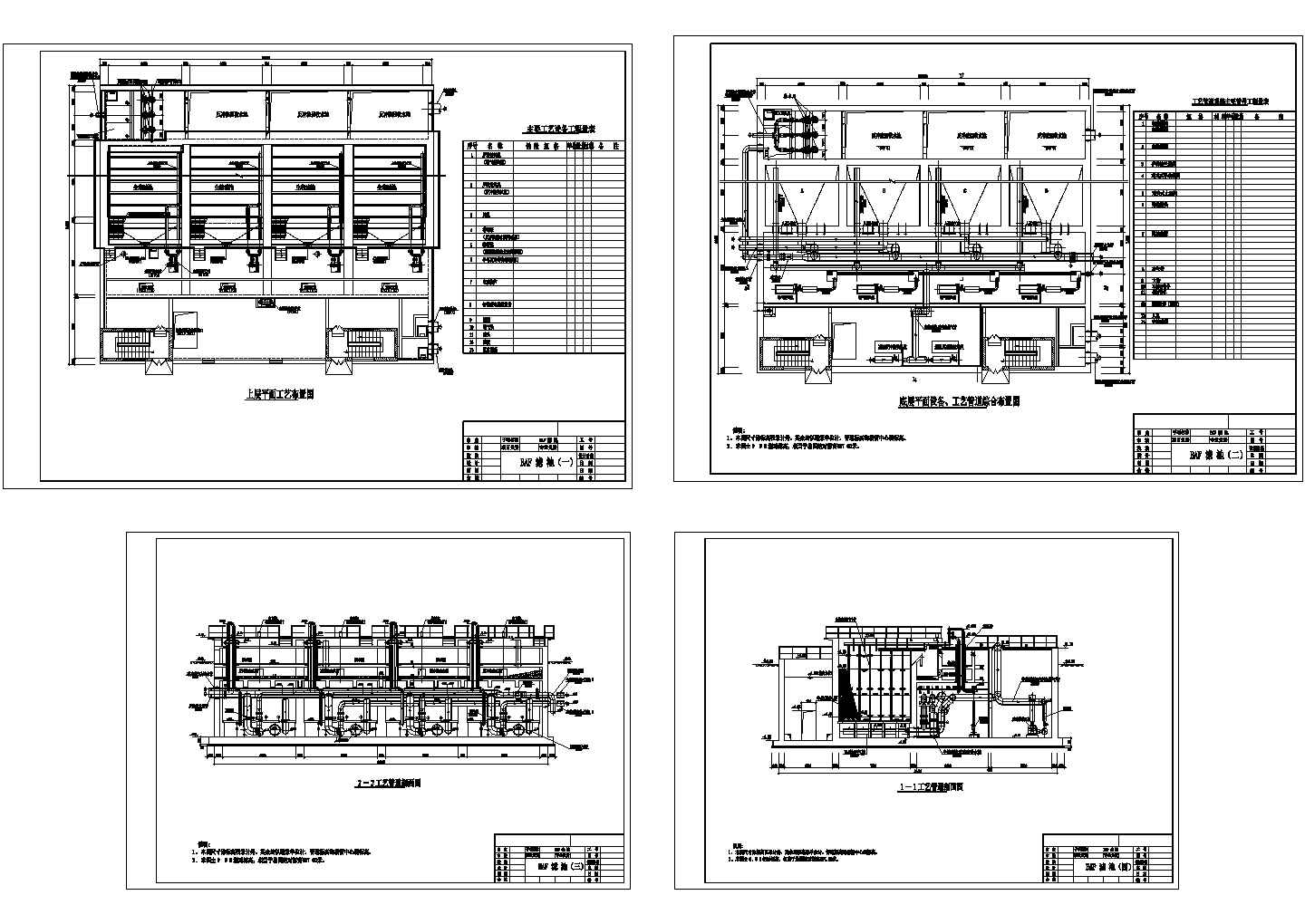 某地污水处理厂BAF工艺给排水安装cad图纸