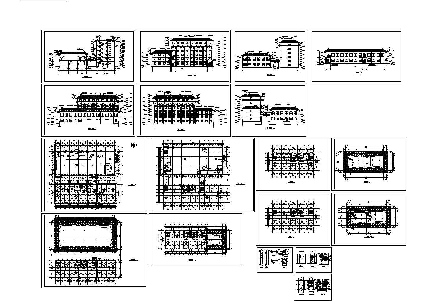某地学校多层综合楼全套建筑施工设计cad图（含水箱间、上人孔平面图）