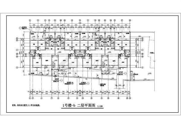 3500平米6层框混结构住宅楼建筑设计CAD图纸（底层为门面商铺）-图二