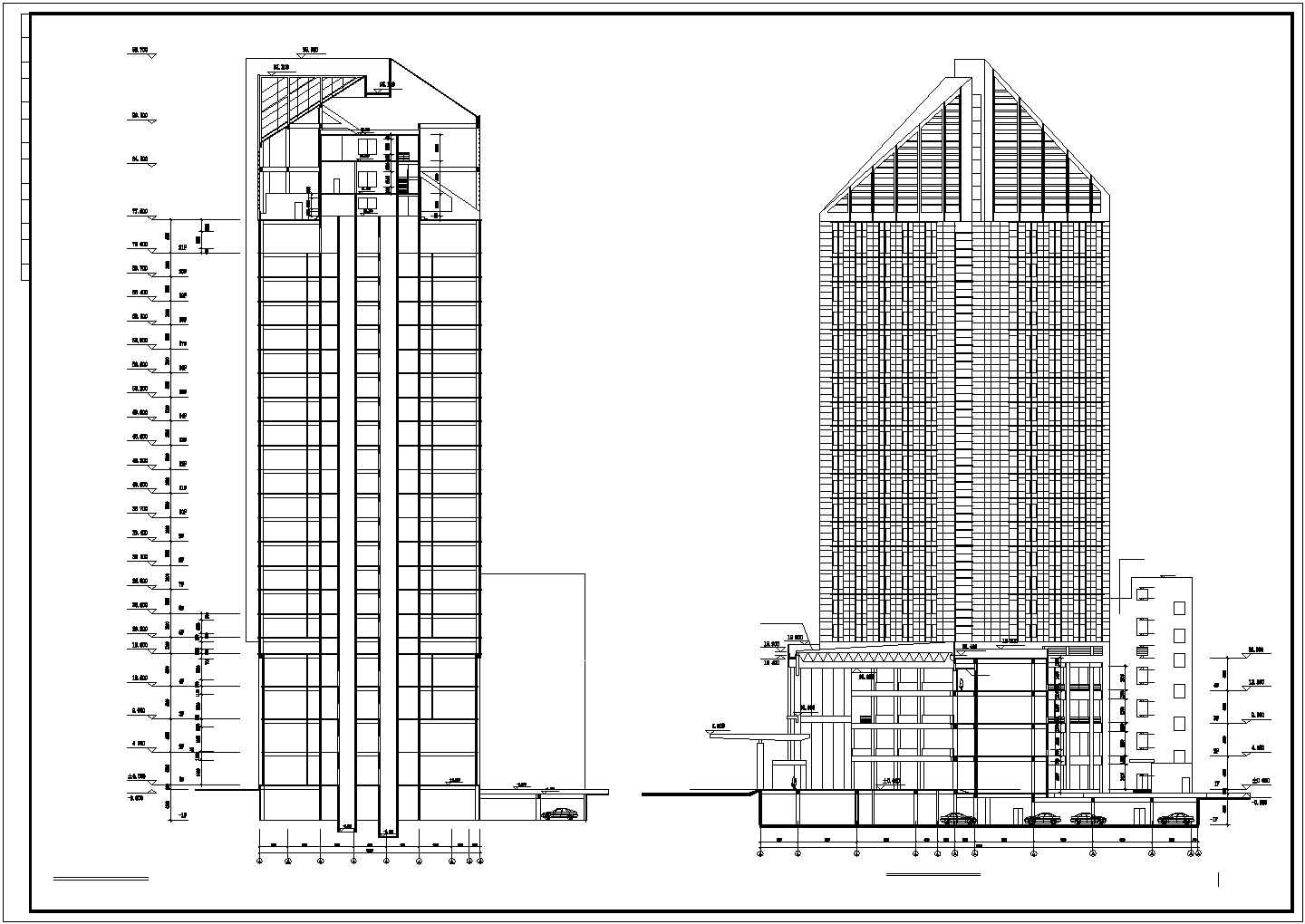 3.4万平米21层框架筒体结构星级酒店全套建筑设计CAD图纸