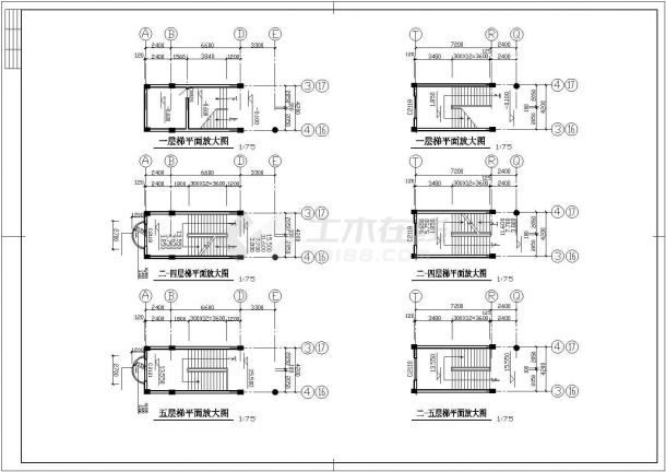 湛江市某学校五层砖混结构教学楼全套建筑设计CAD图纸（含屋面层）-图一