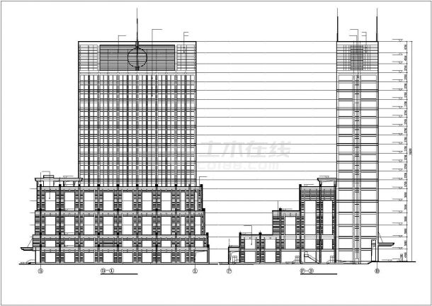 功能复杂的综合商业办公楼建施cad图，共九张-图二