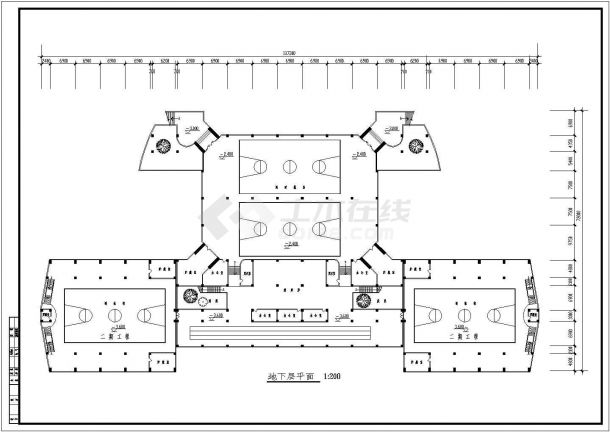 某大学三层框架结构体育馆设计cad建筑方案图（甲级院设计）-图二