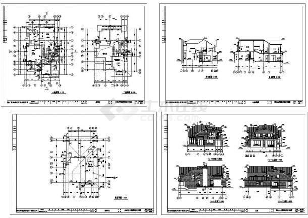 上海崇明岛地区某2层私人别墅建筑设计CAD施工图-图一