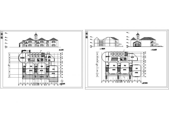 某二层幼儿园框架结构欧式风格教学楼设计cad全套建筑方案图（甲级院设计）_图1