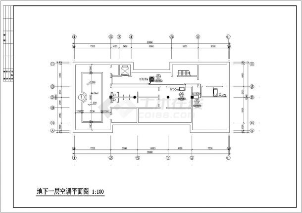 1100平米五层砖混结构住宅楼多联中央空调系统设计CAD图纸-图一