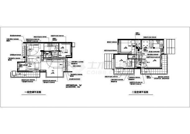 400平米3层高档别墅全套空调及通风系统设计CAD图纸-图二