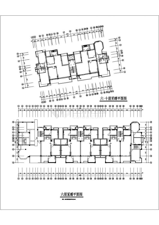 某现代化小区6层框混结构住宅楼内部暖通系统设计CAD图纸-图一