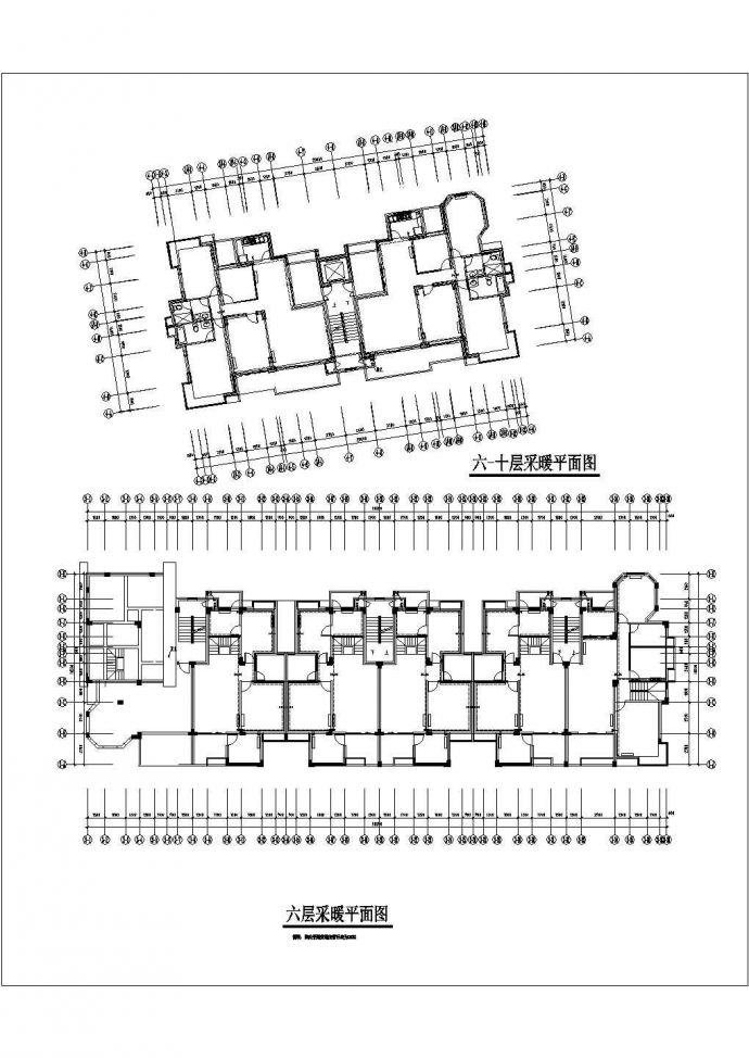 某现代化小区6层框混结构住宅楼内部暖通系统设计CAD图纸_图1
