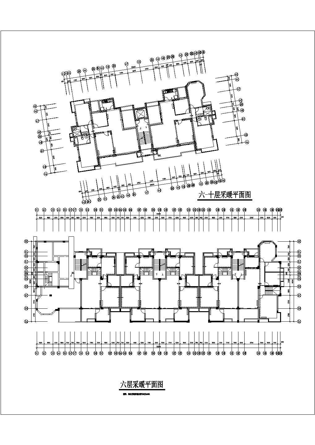 某现代化小区6层框混结构住宅楼内部暖通系统设计CAD图纸